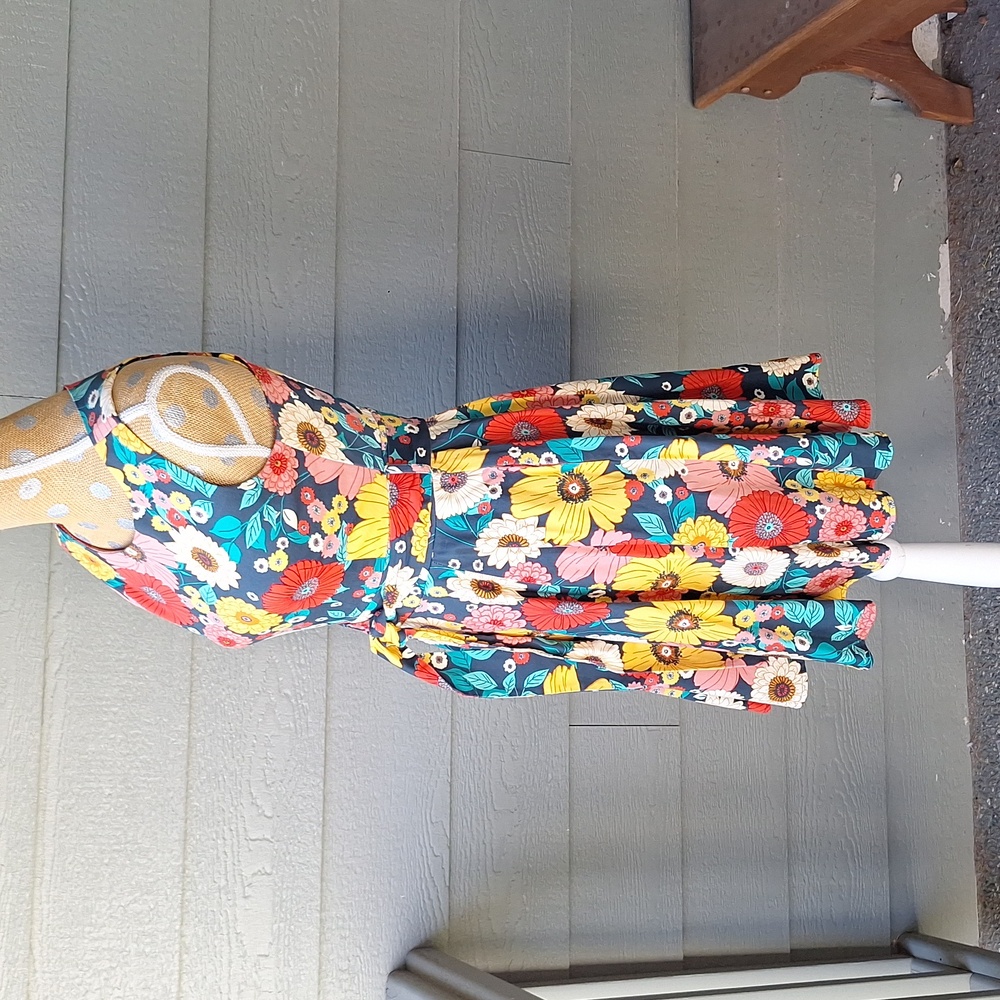 Modcloth Ixia 60's Colorful Floral Dress Size Small Made In USA Retro - Picture 7 of 10